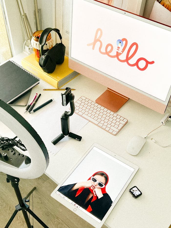 Desk with Electronics